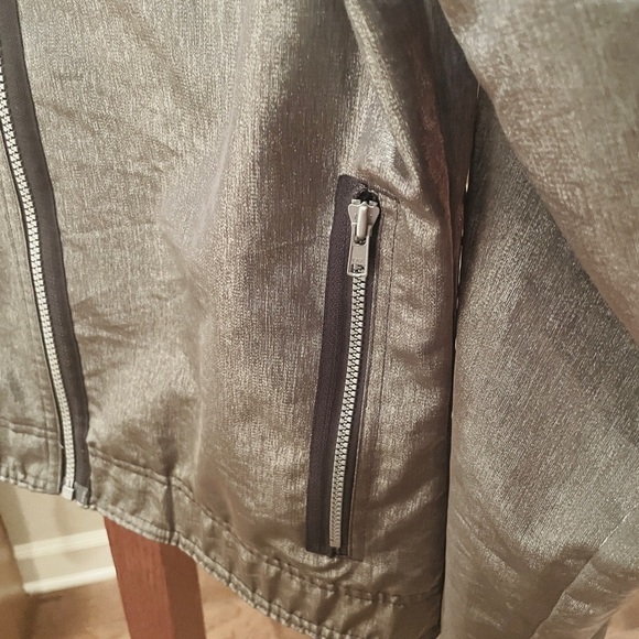Reebok reflective metallic full zip jacket w/ pockets elastic waist SZ M silver - Picture 6 of 12